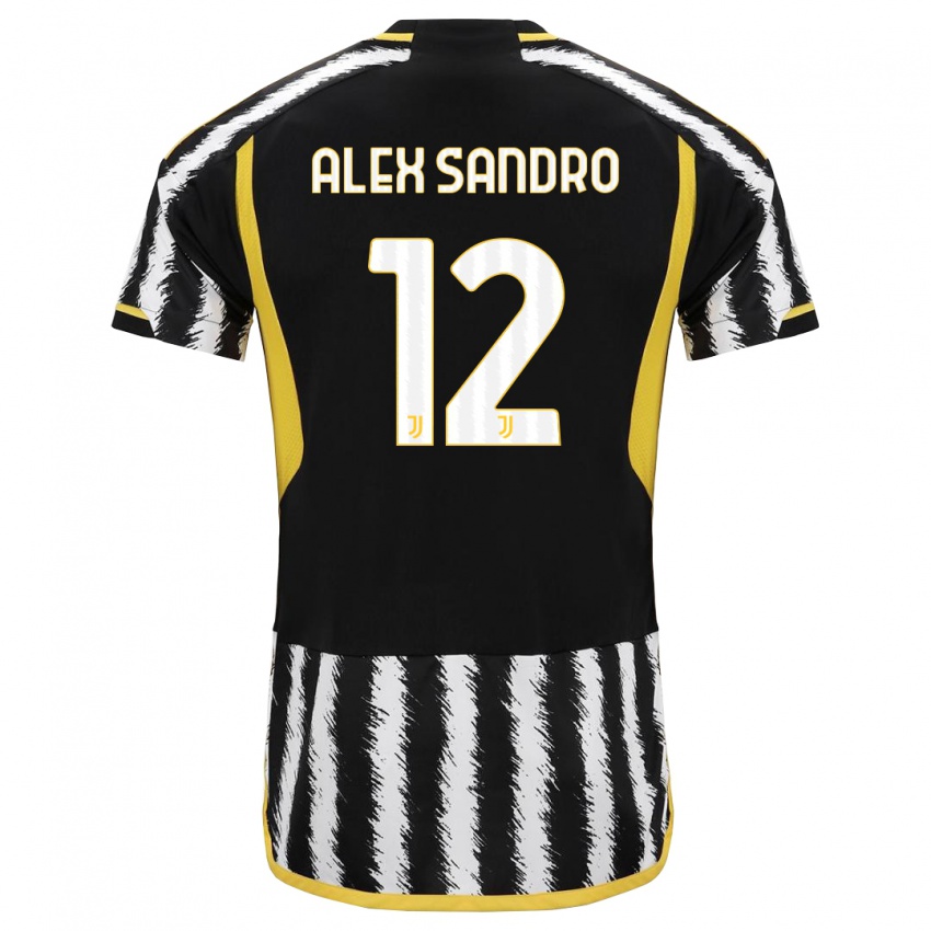 Damen Alex Sandro #12 Schwarz-Weiss Heimtrikot Trikot 2023/24 T-Shirt