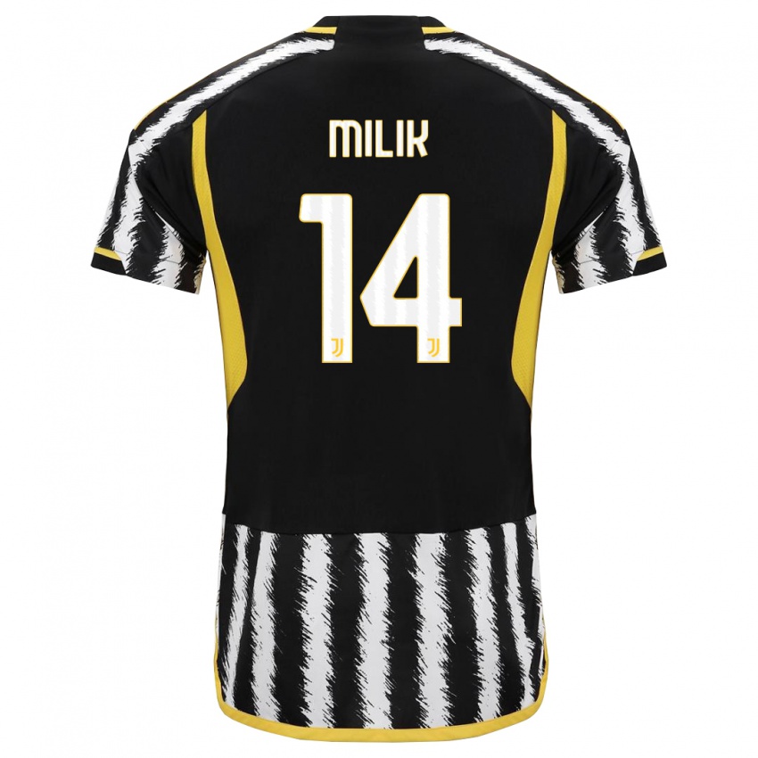 Damen Arkadiusz Milik #14 Schwarz-Weiss Heimtrikot Trikot 2023/24 T-Shirt