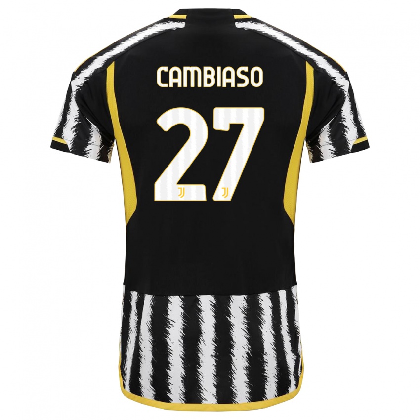 Damen Andrea Cambiaso #27 Schwarz-Weiss Heimtrikot Trikot 2023/24 T-Shirt