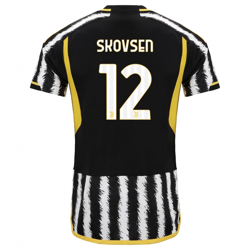 Damen Matilde Lundorf Skovsen #12 Schwarz-Weiss Heimtrikot Trikot 2023/24 T-Shirt