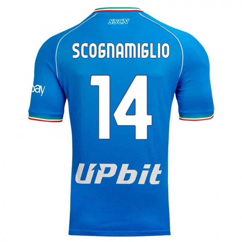 Damen Fabio Scognamiglio #14 Himmelblau Heimtrikot Trikot 2023/24 T-Shirt