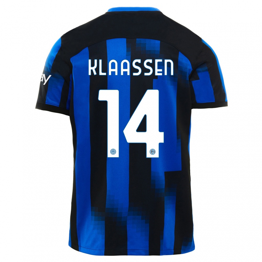 Damen Davy Klaassen #14 Schwarz Blau Heimtrikot Trikot 2023/24 T-Shirt