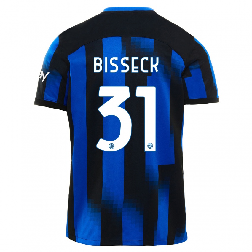 Damen Yann Bisseck #31 Schwarz Blau Heimtrikot Trikot 2023/24 T-Shirt