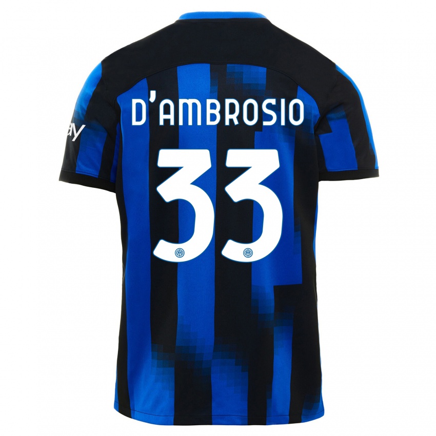 Damen Danilo D'ambrosio #33 Schwarz Blau Heimtrikot Trikot 2023/24 T-Shirt