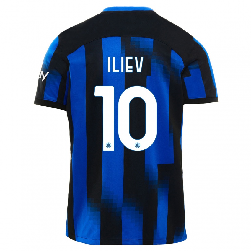 Damen Nikola Iliev #10 Schwarz Blau Heimtrikot Trikot 2023/24 T-Shirt