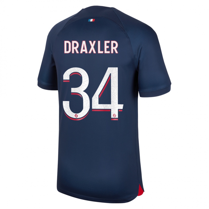 Damen Julian Draxler #34 Blau Rot Heimtrikot Trikot 2023/24 T-Shirt