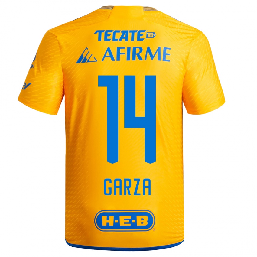 Damen Jesus Garza #14 Gelb Heimtrikot Trikot 2023/24 T-Shirt