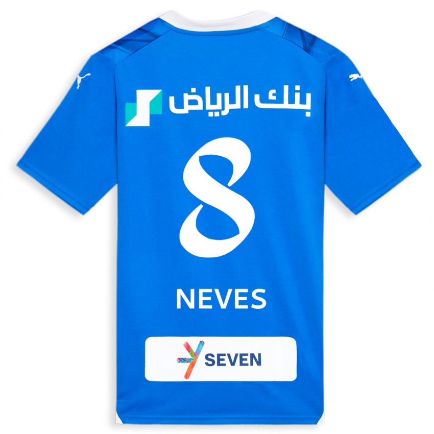 Damen Ruben Neves #8 Blau Heimtrikot Trikot 2023/24 T-Shirt