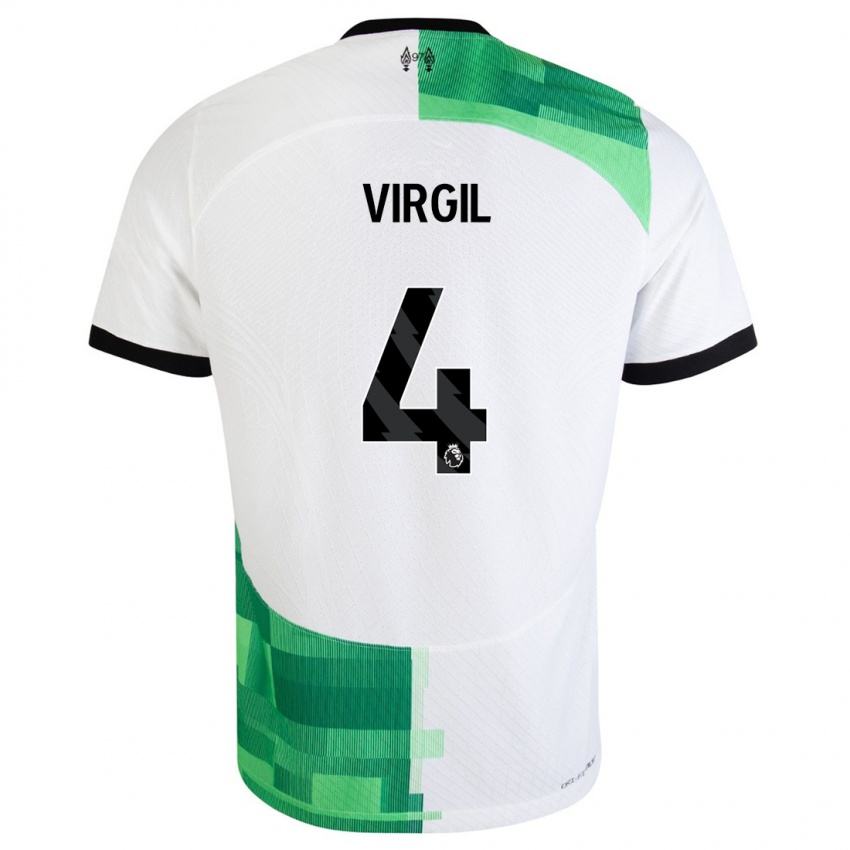 Damen Virgil Van Dijk #4 Weiß Grün Auswärtstrikot Trikot 2023/24 T-Shirt