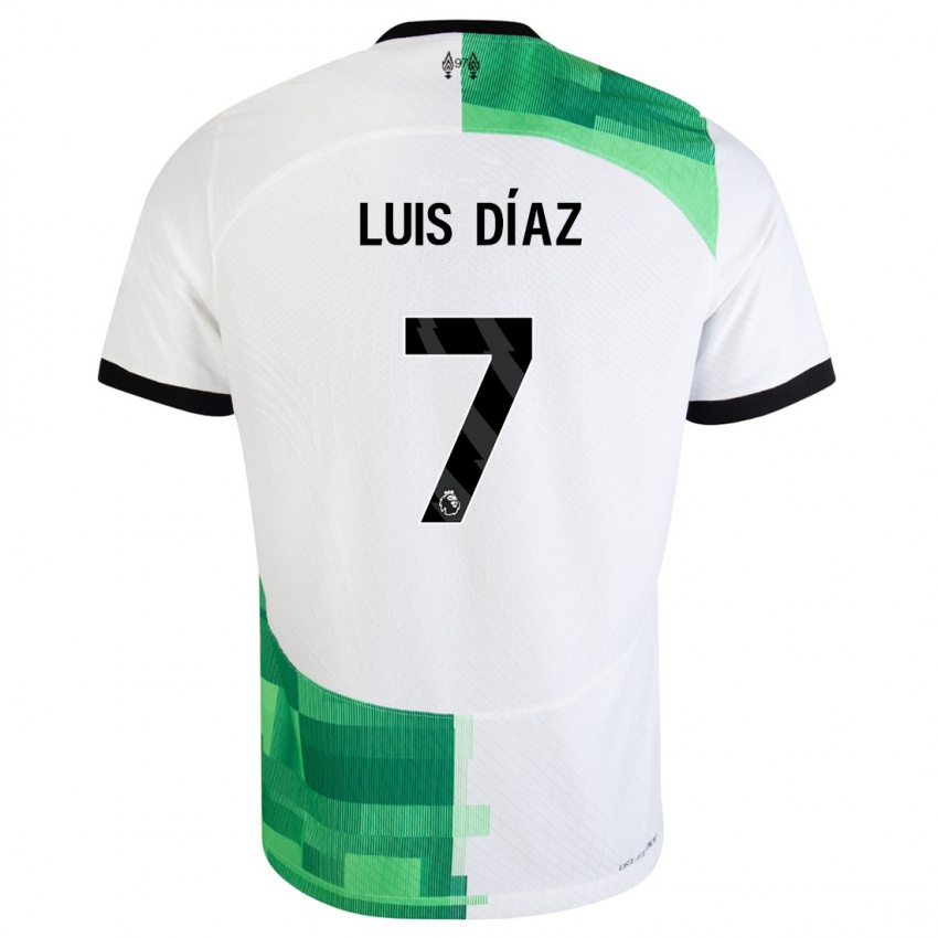 Damen Luis Diaz #7 Weiß Grün Auswärtstrikot Trikot 2023/24 T-Shirt