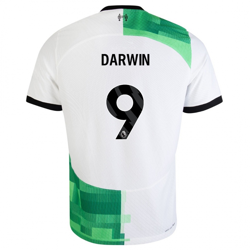 Damen Darwin Nunez #9 Weiß Grün Auswärtstrikot Trikot 2023/24 T-Shirt