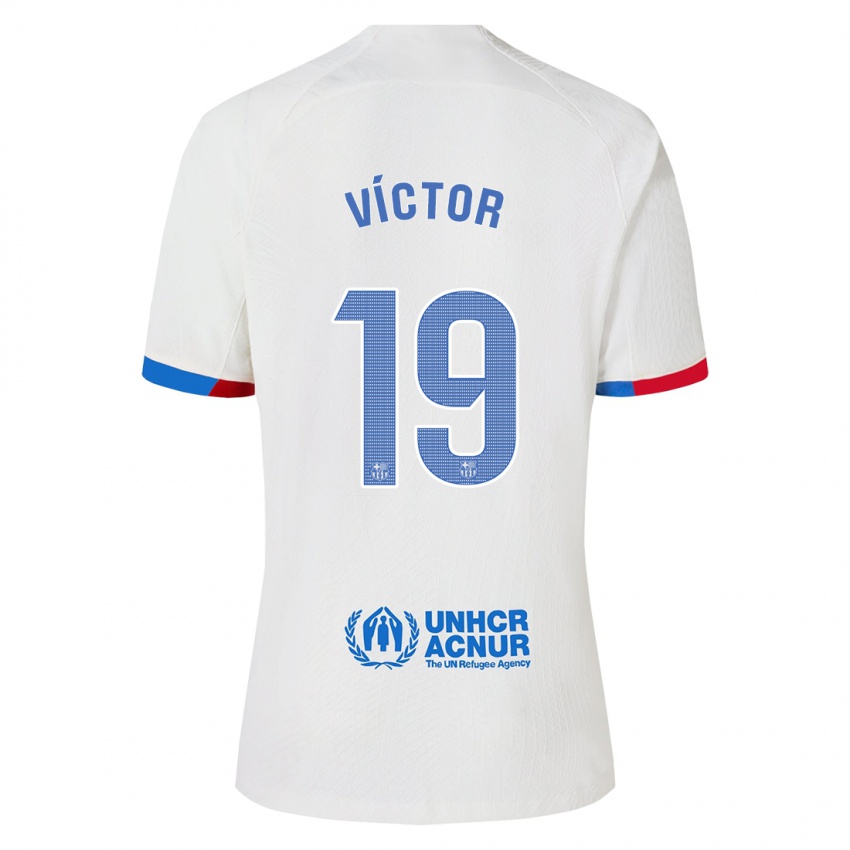 Damen Pau Víctor #19 Weiß Auswärtstrikot Trikot 2023/24 T-Shirt