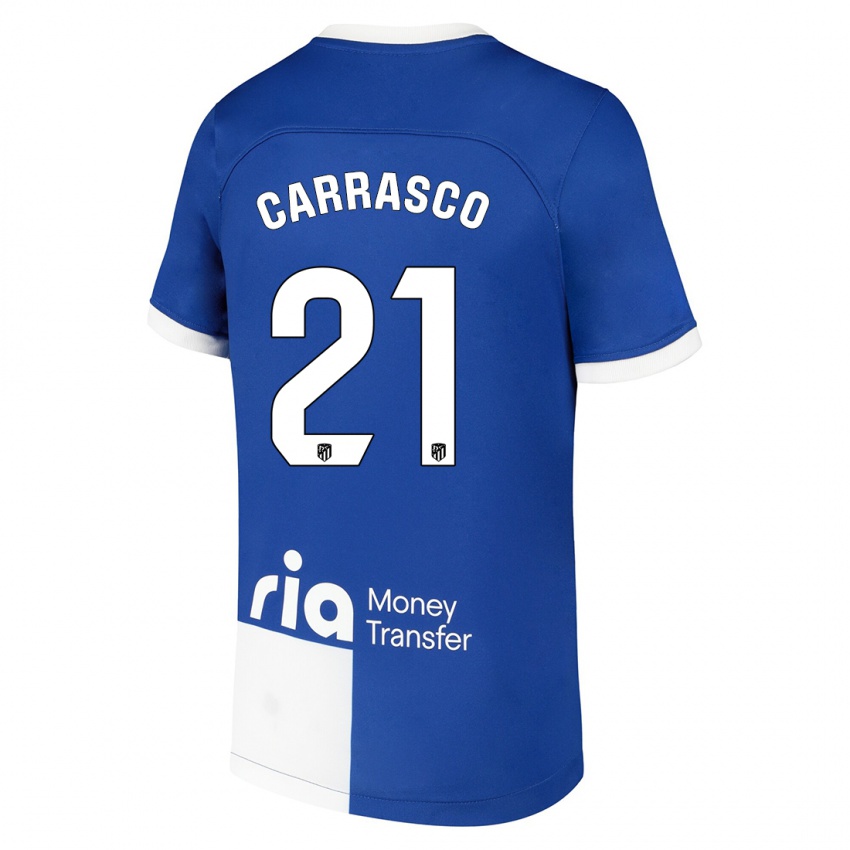 Damen Yannick Carrasco #21 Blau Weiss Auswärtstrikot Trikot 2023/24 T-Shirt