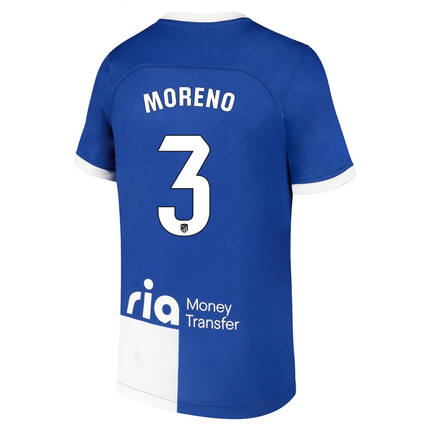 Damen Marco Moreno #3 Blau Weiss Auswärtstrikot Trikot 2023/24 T-Shirt