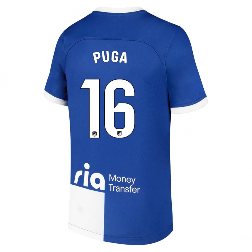 Damen Carlos Puga #16 Blau Weiss Auswärtstrikot Trikot 2023/24 T-Shirt