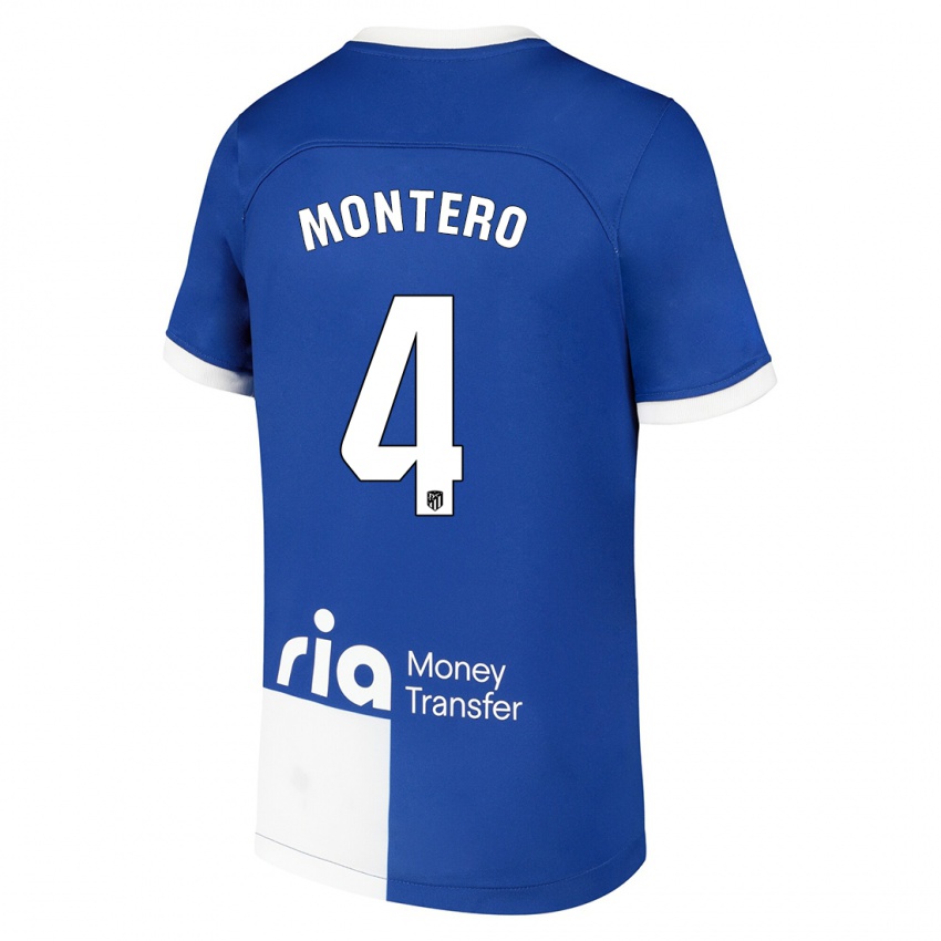 Damen Francisco Montero #4 Blau Weiss Auswärtstrikot Trikot 2023/24 T-Shirt