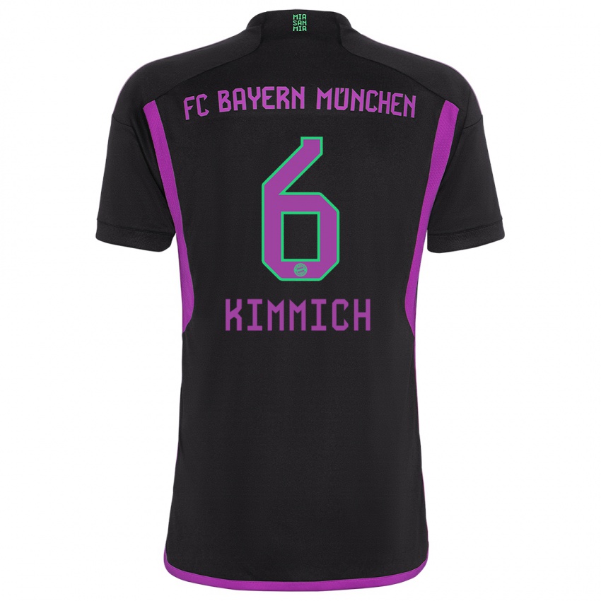 Damen Joshua Kimmich #6 Schwarz Auswärtstrikot Trikot 2023/24 T-Shirt