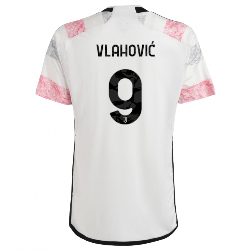 Damen Dusan Vlahovic #9 Weiß Rosa Auswärtstrikot Trikot 2023/24 T-Shirt