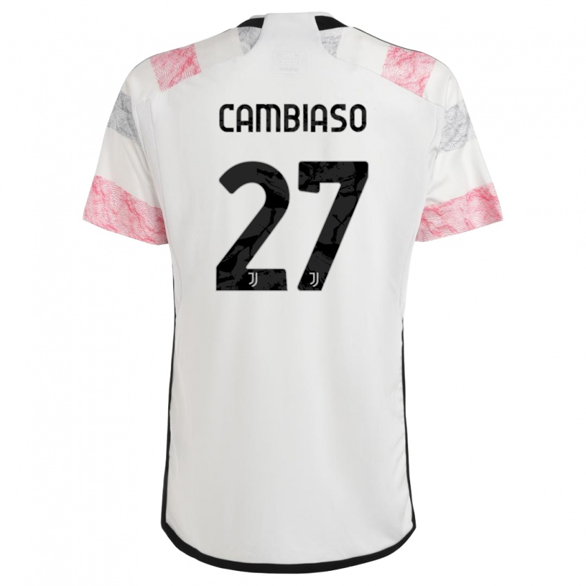 Damen Andrea Cambiaso #27 Weiß Rosa Auswärtstrikot Trikot 2023/24 T-Shirt