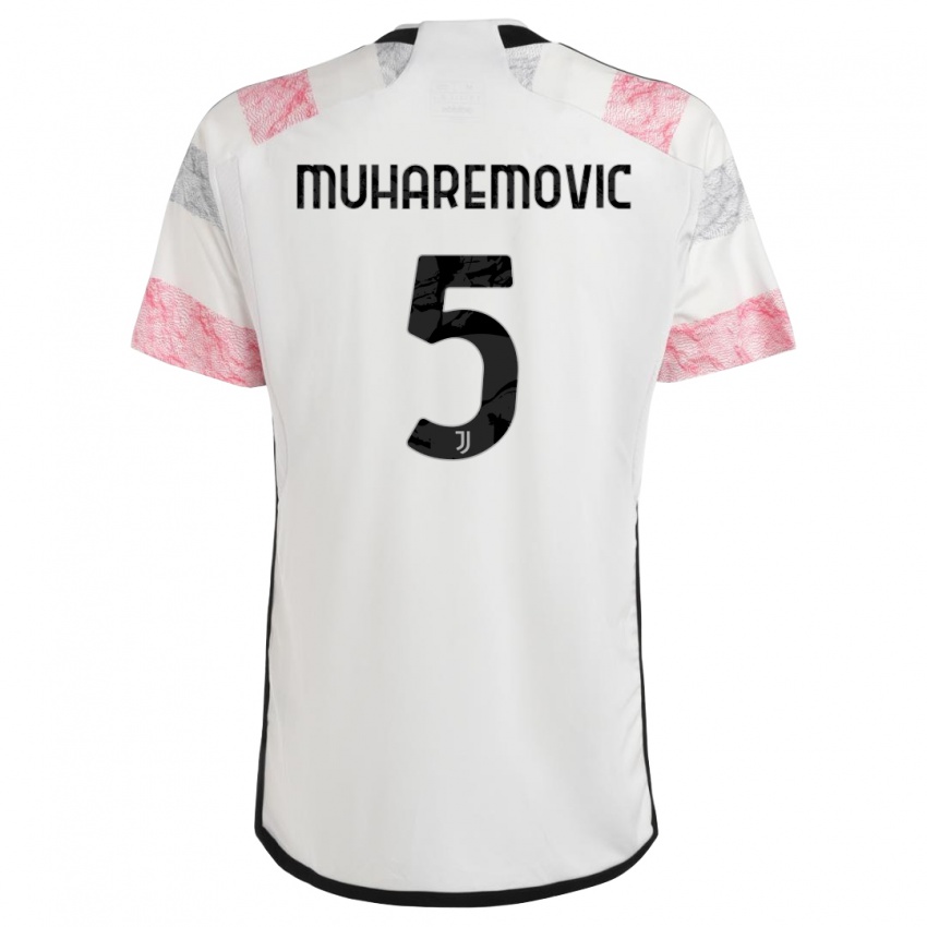 Damen Tarik Muharemovic #5 Weiß Rosa Auswärtstrikot Trikot 2023/24 T-Shirt