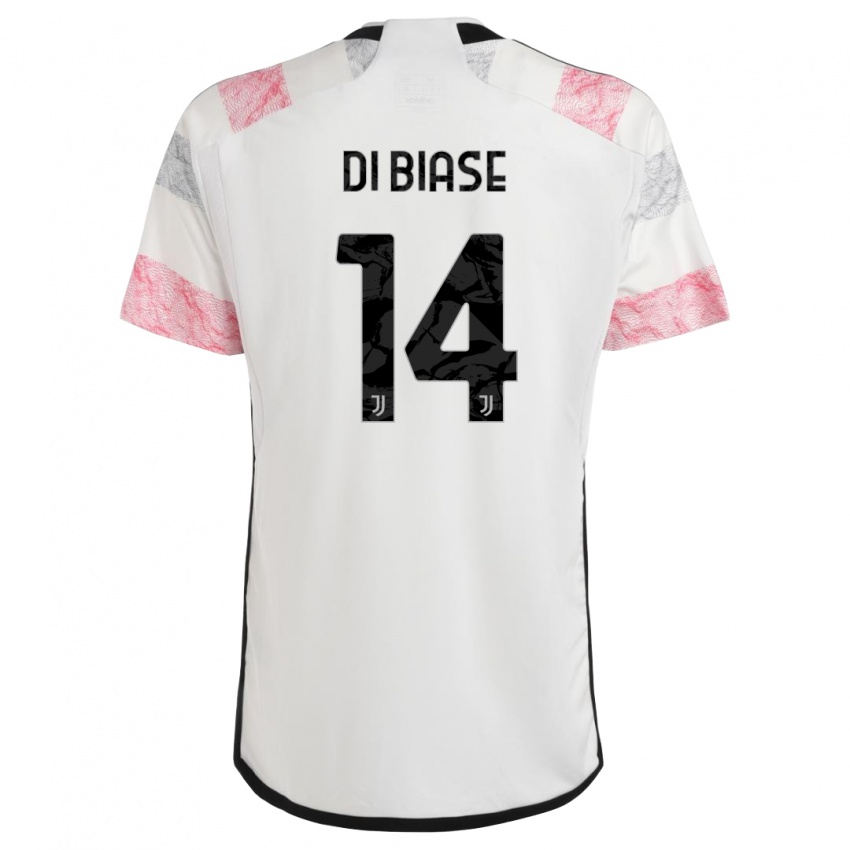 Damen Gianmarco Di Biase #14 Weiß Rosa Auswärtstrikot Trikot 2023/24 T-Shirt