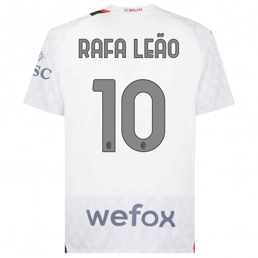 Damen Rafael Leao #10 Weiß Auswärtstrikot Trikot 2023/24 T-Shirt