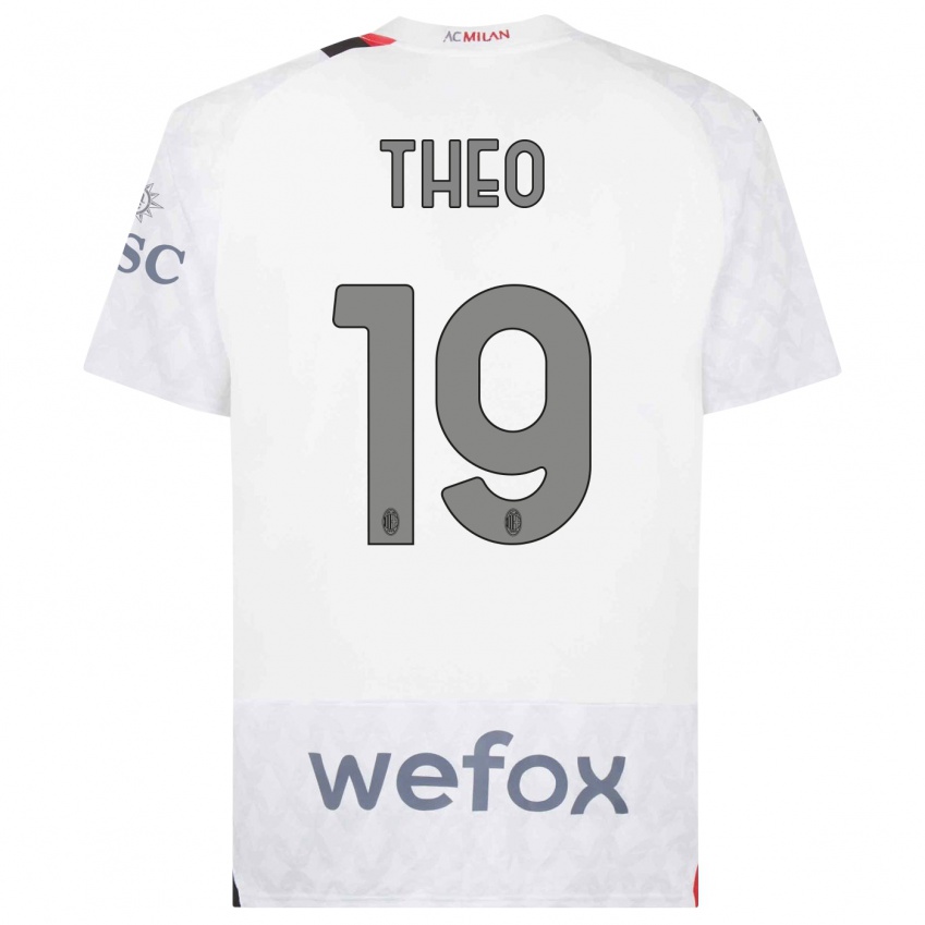 Damen Theo Hernandez #19 Weiß Auswärtstrikot Trikot 2023/24 T-Shirt