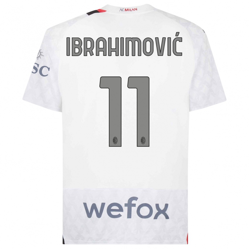 Damen Zlatan Ibrahimovic #11 Weiß Auswärtstrikot Trikot 2023/24 T-Shirt