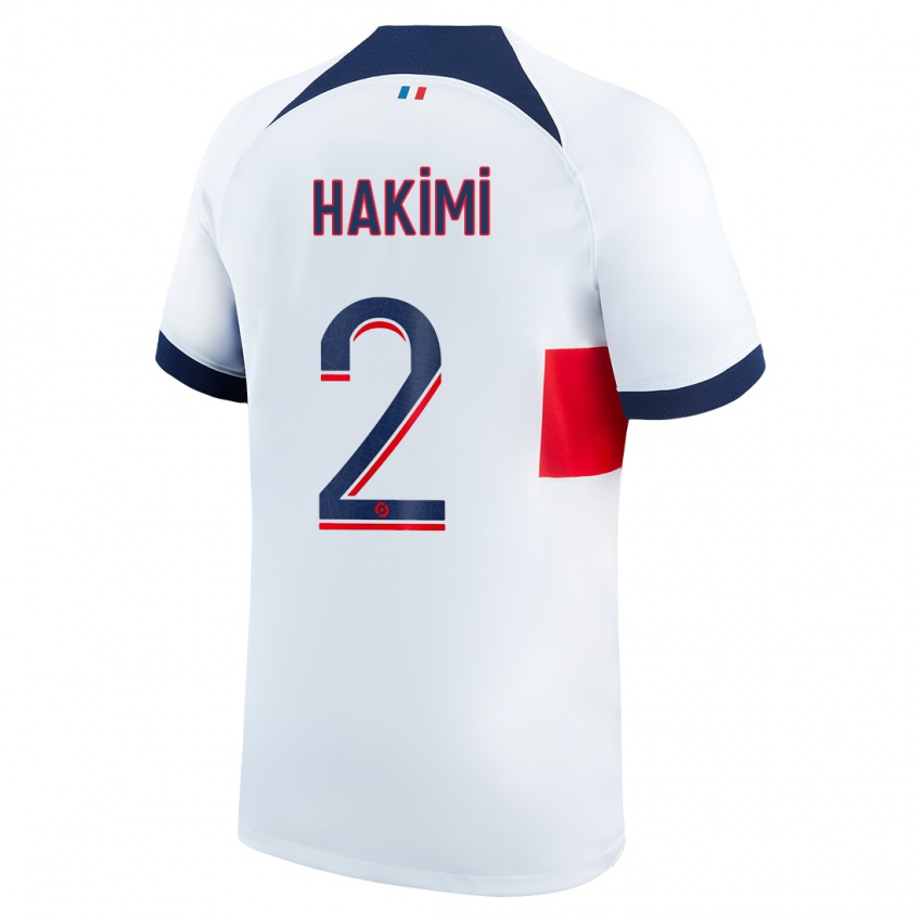 Damen Achraf Hakimi #2 Weiß Auswärtstrikot Trikot 2023/24 T-Shirt