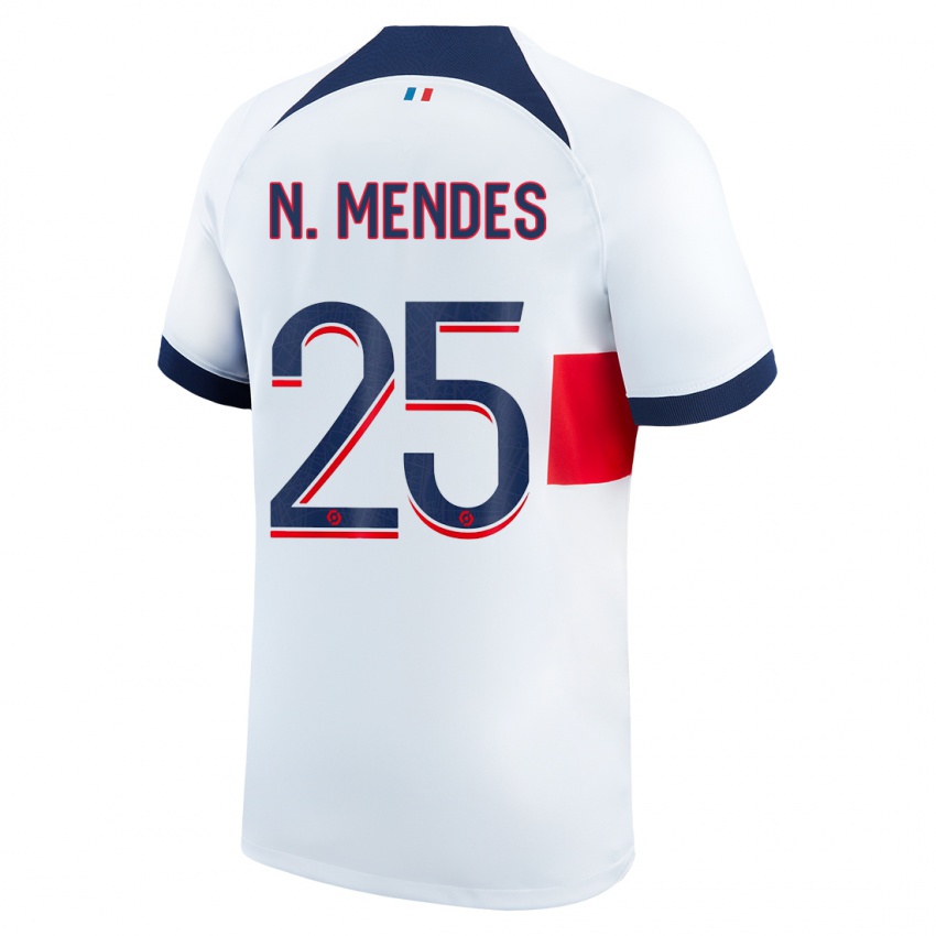 Damen Nuno Mendes #25 Weiß Auswärtstrikot Trikot 2023/24 T-Shirt