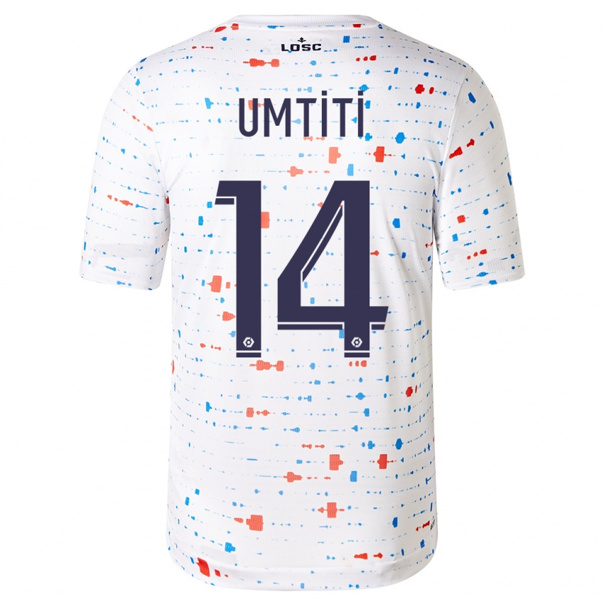 Damen Samuel Umtiti #14 Weiß Auswärtstrikot Trikot 2023/24 T-Shirt