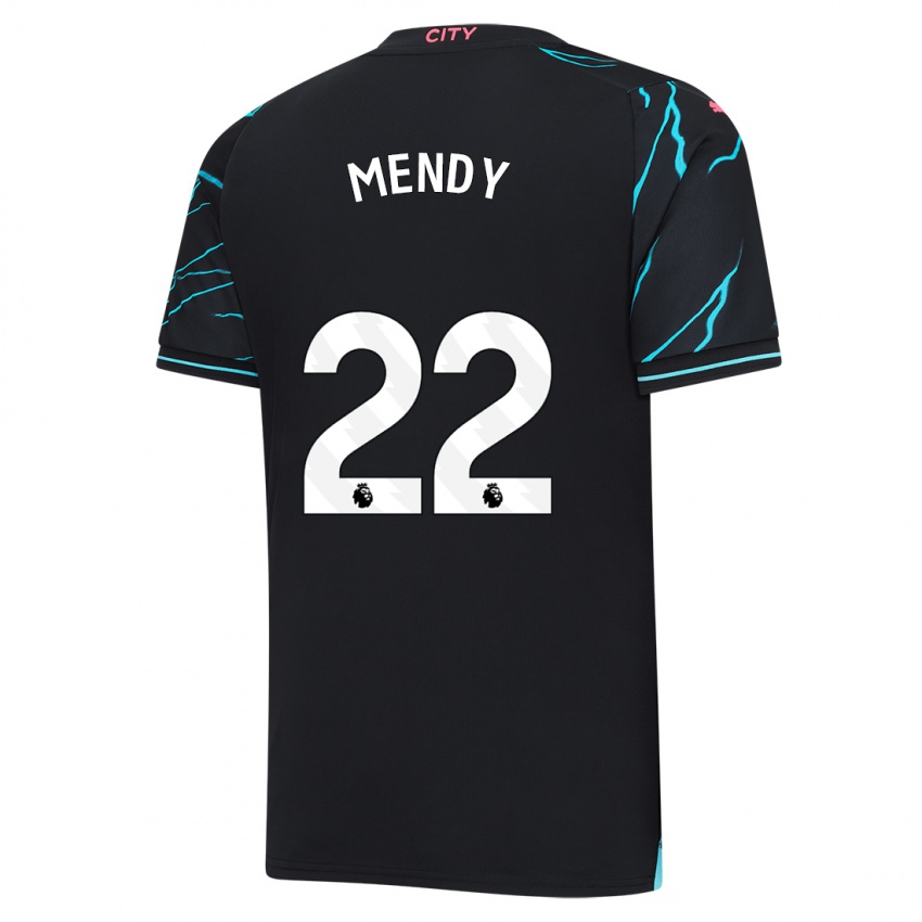 Damen Benjamin Mendy #22 Dunkelblau Ausweichtrikot Trikot 2023/24 T-Shirt