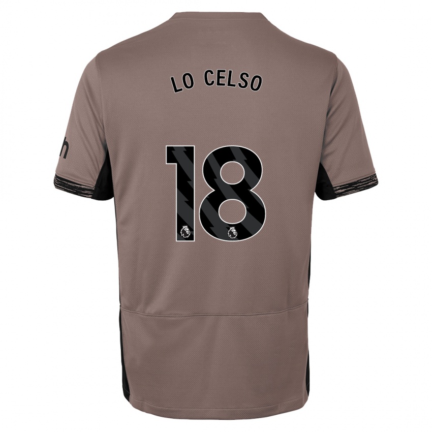 Damen Giovani Lo Celso #18 Dunkelbeige Ausweichtrikot Trikot 2023/24 T-Shirt