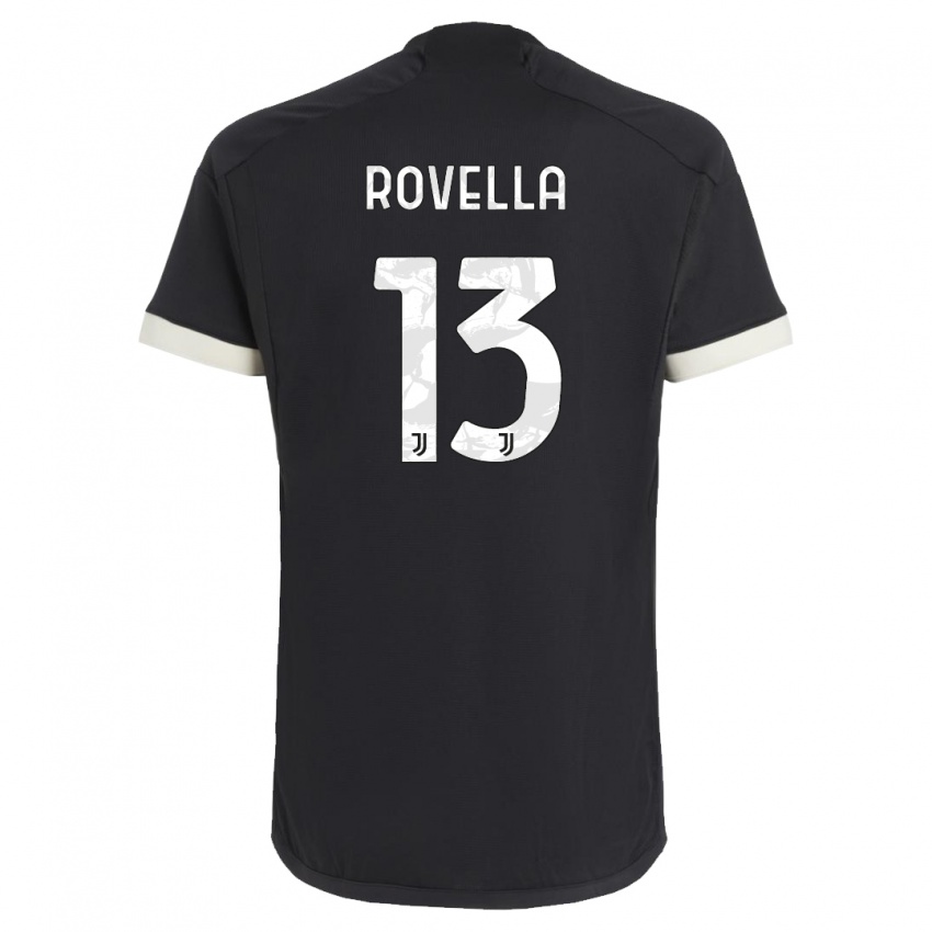 Damen Nicolo Rovella #13 Schwarz Ausweichtrikot Trikot 2023/24 T-Shirt