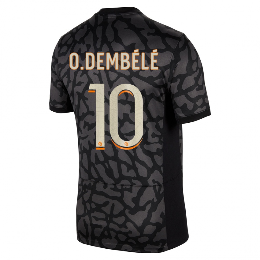 Damen Ousmane Dembele #10 Schwarz Ausweichtrikot Trikot 2023/24 T-Shirt