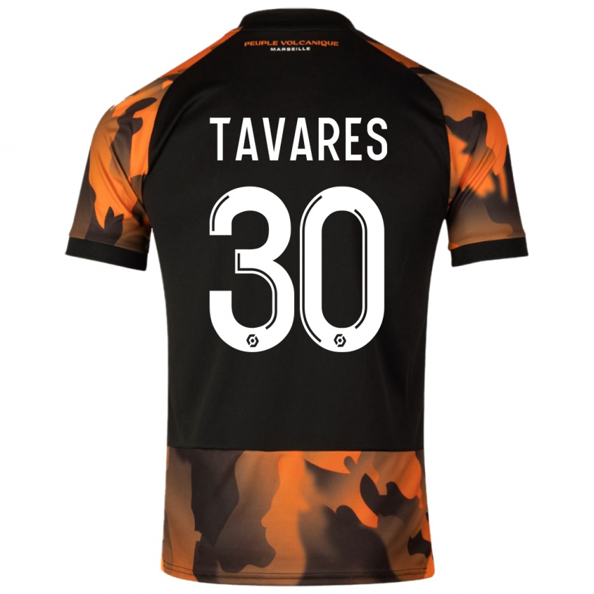 Damen Nuno Tavares #30 Schwarzorange Ausweichtrikot Trikot 2023/24 T-Shirt