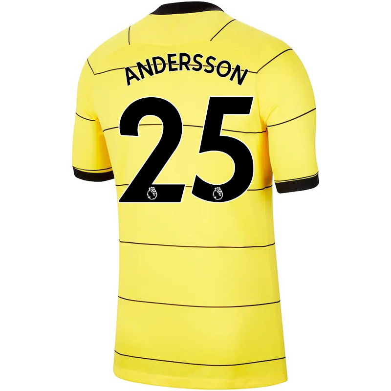 Kinder Jonna Andersson #25 Gelb Auswärtstrikot Trikot 2021/22 T-shirt