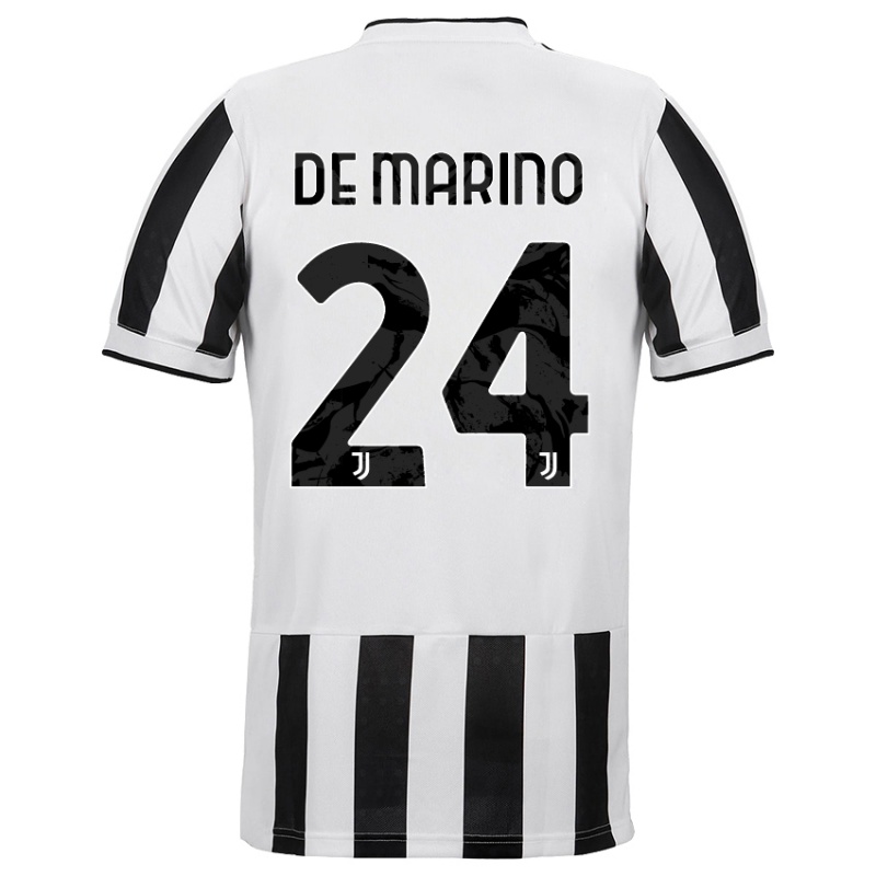 Kinder Davide De Marino #24 Weiß Schwarz Heimtrikot Trikot 2021/22 T-shirt