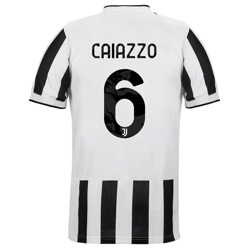 Kinder Sara Caiazzo #6 Weiß Schwarz Heimtrikot Trikot 2021/22 T-shirt