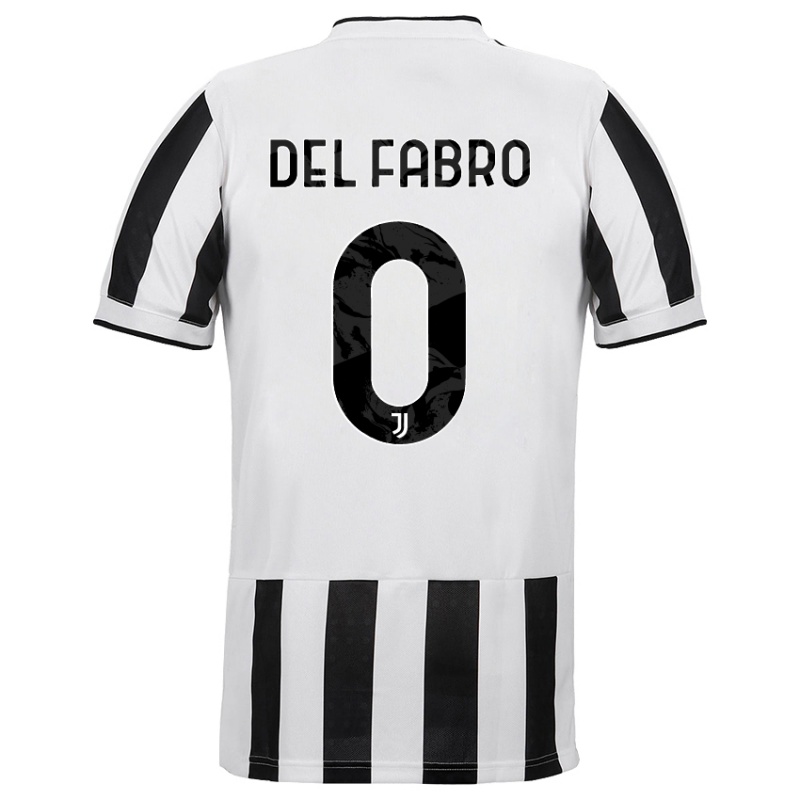Kinder Dario Del Fabro #0 Weiß Schwarz Heimtrikot Trikot 2021/22 T-shirt