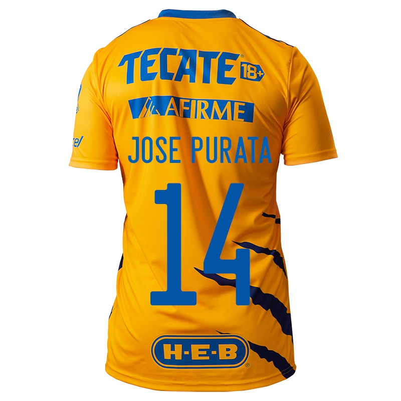 Kinder Juan Jose Purata #14 Gelb Heimtrikot Trikot 2021/22 T-shirt