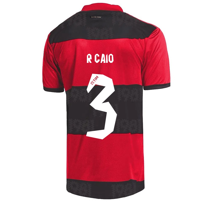 Kinder Rodrigo Caio #3 Rot Schwarz Heimtrikot Trikot 2021/22 T-shirt