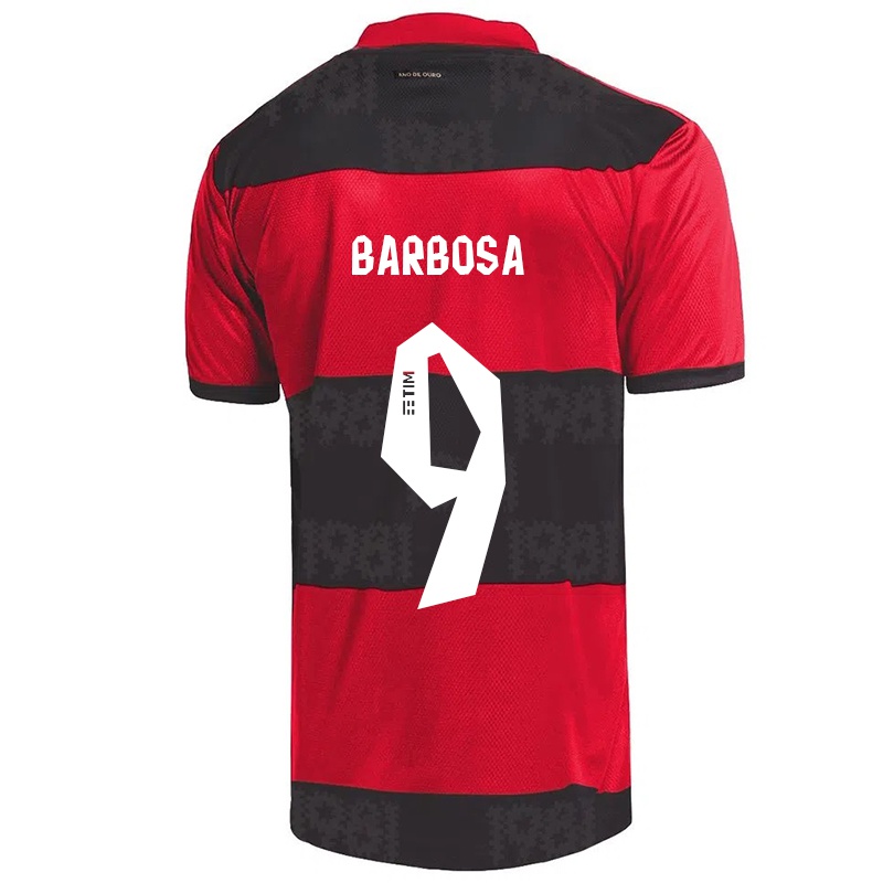 Kinder Gabriel Barbosa #9 Rot Schwarz Heimtrikot Trikot 2021/22 T-shirt