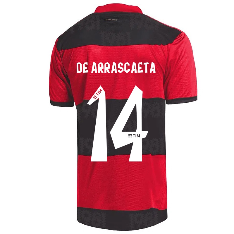 Kinder Giorgian De Arrascaeta #14 Rot Schwarz Heimtrikot Trikot 2021/22 T-shirt