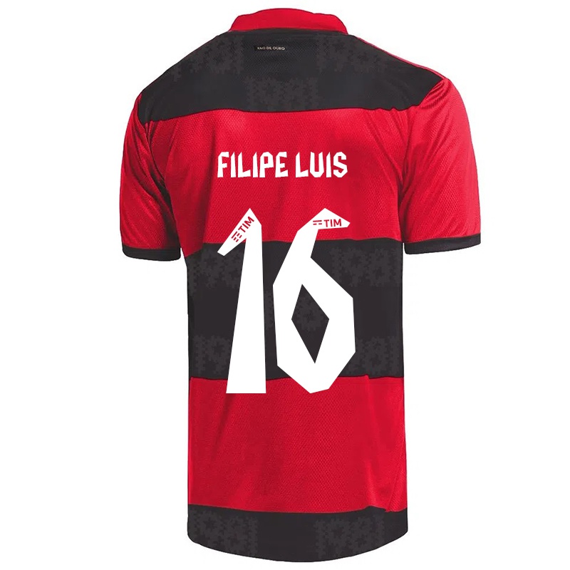 Kinder Filipe Luis #16 Rot Schwarz Heimtrikot Trikot 2021/22 T-shirt