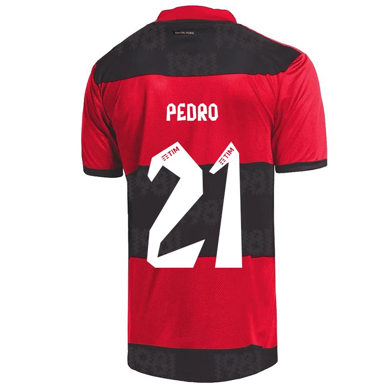 Kinder Pedro #21 Rot Schwarz Heimtrikot Trikot 2021/22 T-shirt