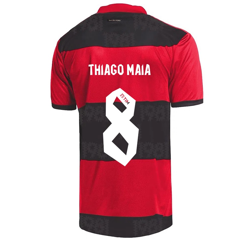 Kinder Thiago Maia #8 Rot Schwarz Heimtrikot Trikot 2021/22 T-shirt