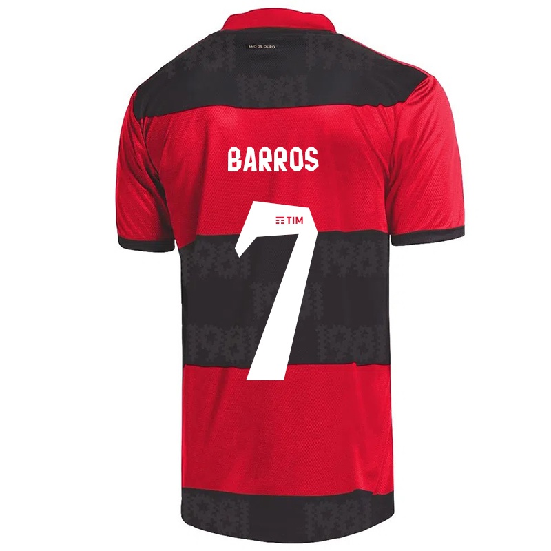 Kinder Rafa Barros #7 Rot Schwarz Heimtrikot Trikot 2021/22 T-shirt