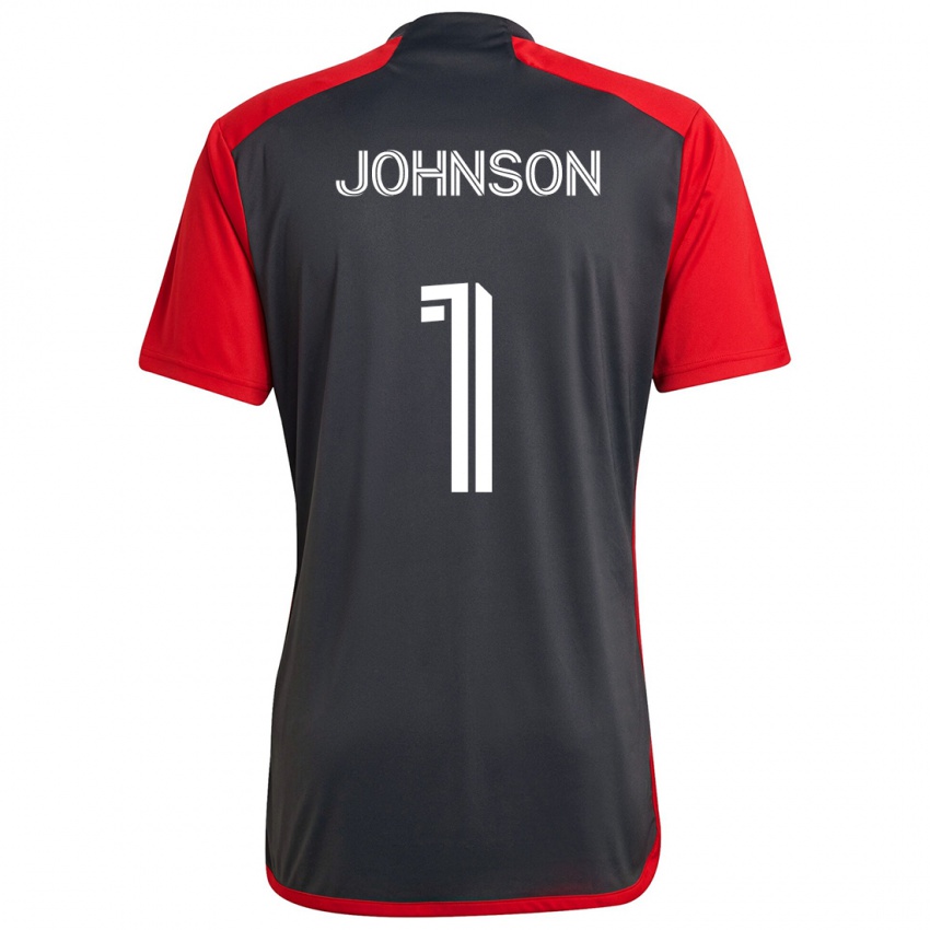 Kinder Sean Johnson #1 Grau Rot Heimtrikot Trikot 2024/25 T-Shirt