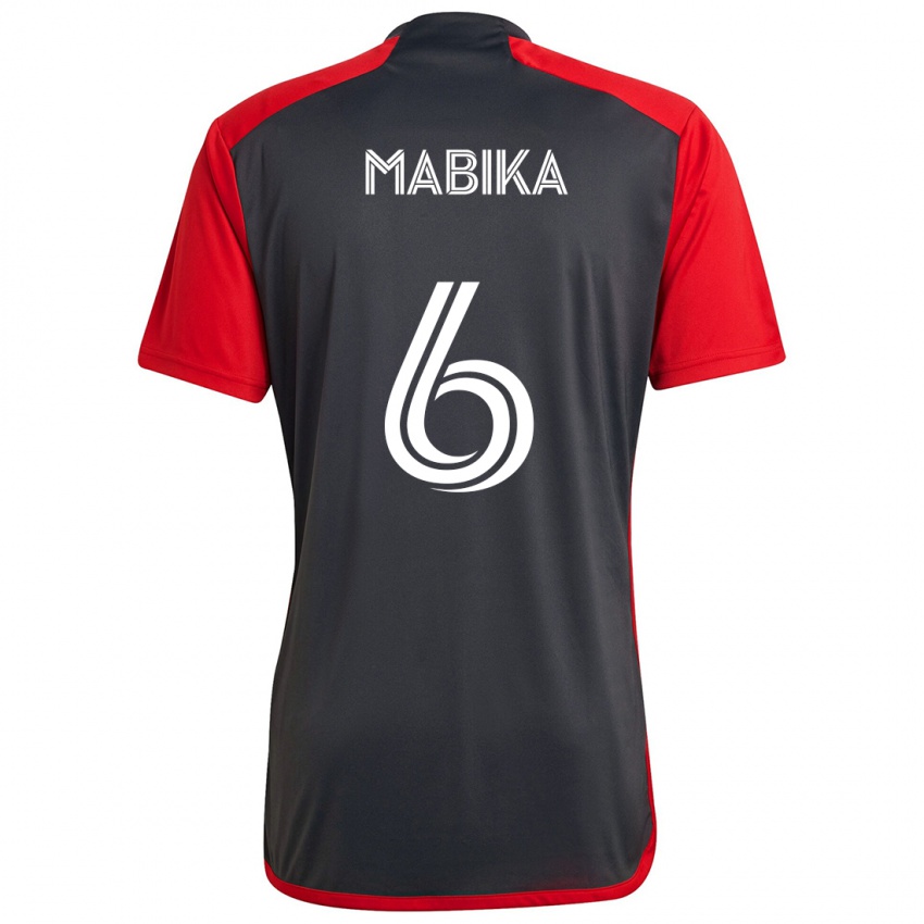 Kinder Aimé Mabika #6 Grau Rot Heimtrikot Trikot 2024/25 T-Shirt